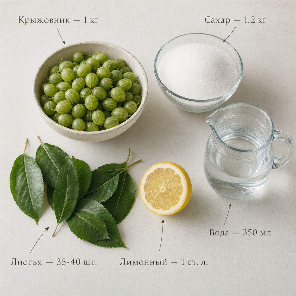 Ингредиенты для царского варенья из крыжовника